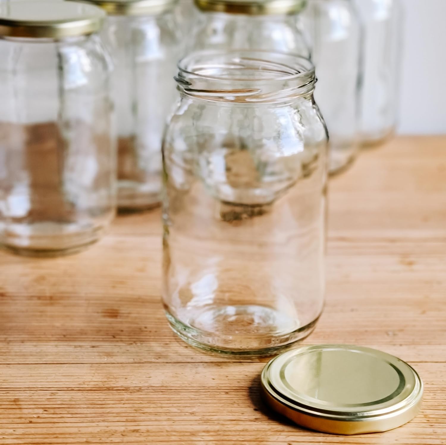 900 ml Einmachgläser mit schraubdeckel mit Deckel Gold 48 Stk. - Einweckgläser mit Etiketten - Schraubgläser mit Deckel - Einmachglas groß - gläser (48 Stk.)