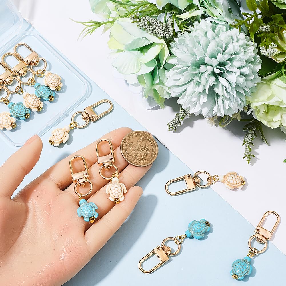 CRASPIRE 20Pcs Small Turtle Key Chain Ocean Themed Keychains Synthetic Turquoise Lucky Tortoise Summer Sea Beach Animal Life Pendant Keychain for DIY Car Key Keychains Party Favors Inspirational Gift - Image 3