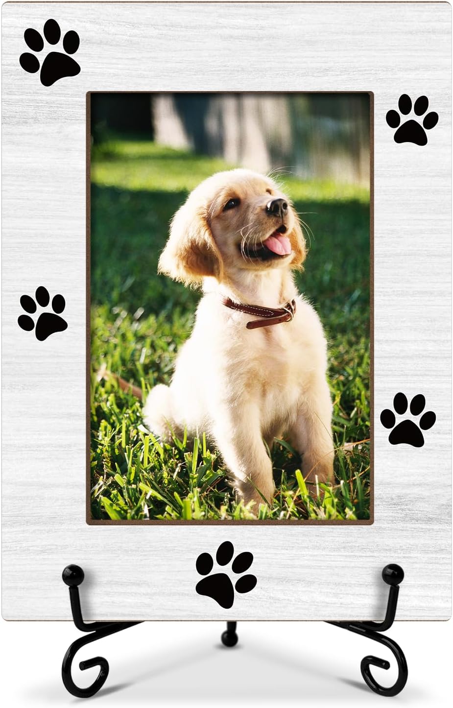 Dog Picture Frame Paw Print Photo Frame, Gifts for Dog-Lover Pet Owner, Wooden Photo Frame With Stand, 4x6 Picture Frame for Tabletop Shelf Display, Home Office Bedroom Desk Decor -27