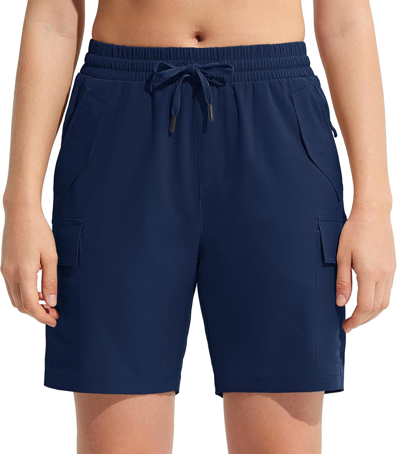 MOCOLY Hiking Cargo Shorts Women 8.5" Quick Dry Lightweight Golf Shorts for Camping Travel Athletic with Zipper Pockets