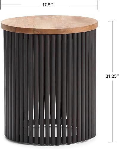 Miniatura 35 de SIMPLIHOME Demy - Mesa auxiliar redonda de metal sólido de 18 pulgadas de ancho con parte superior de mármol genuino blanco y base de metal negro,