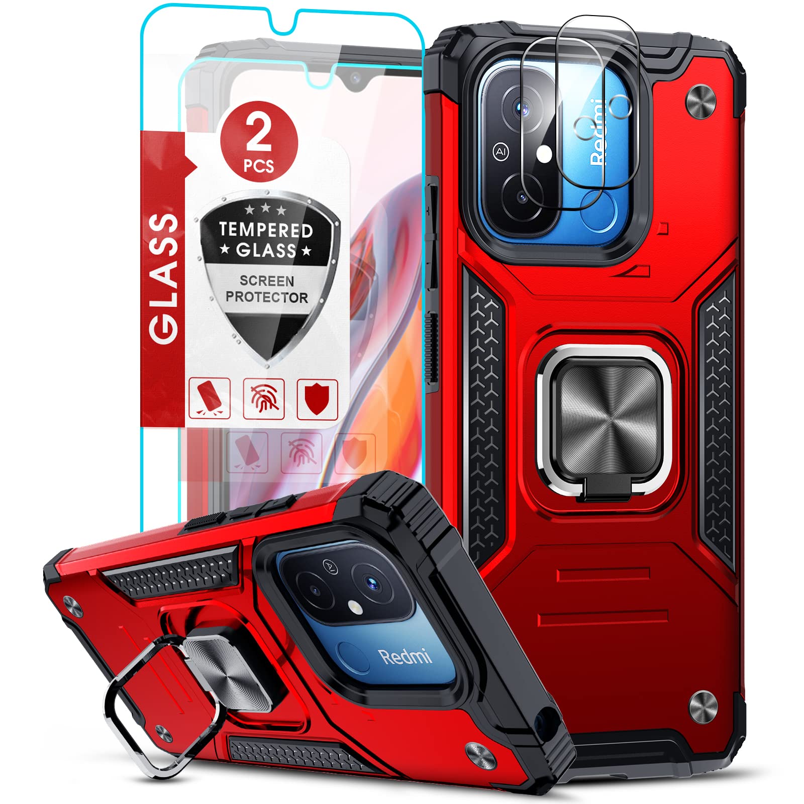 LeYi Coque Xiaomi Redmi 9 avec [2 Packs] Verre Trempé,étui Transparente Rigide PC Souple TPU