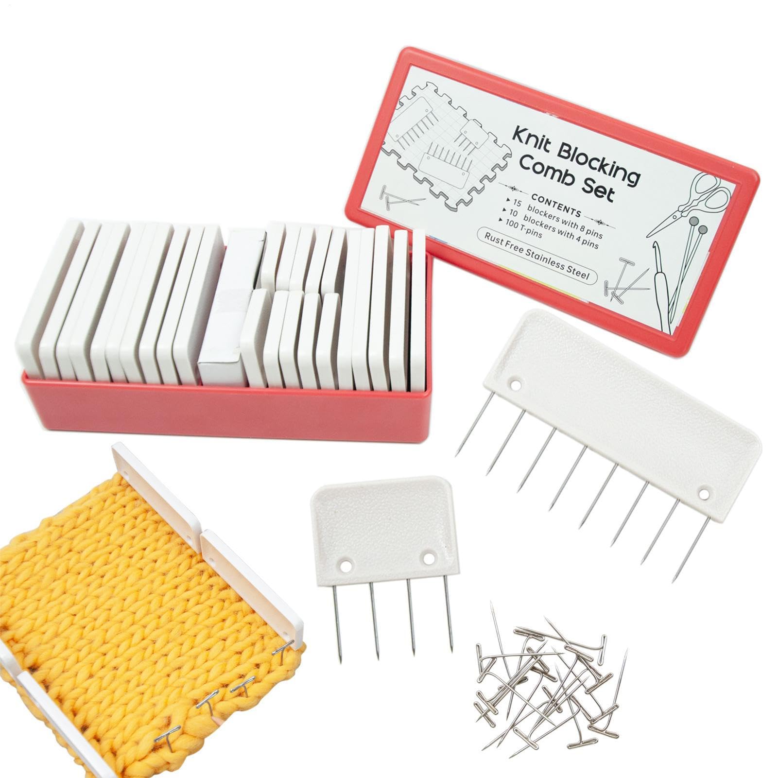 Kit de blocage pour tricot pour redresser les bords de vos pulls et écharpes - 8