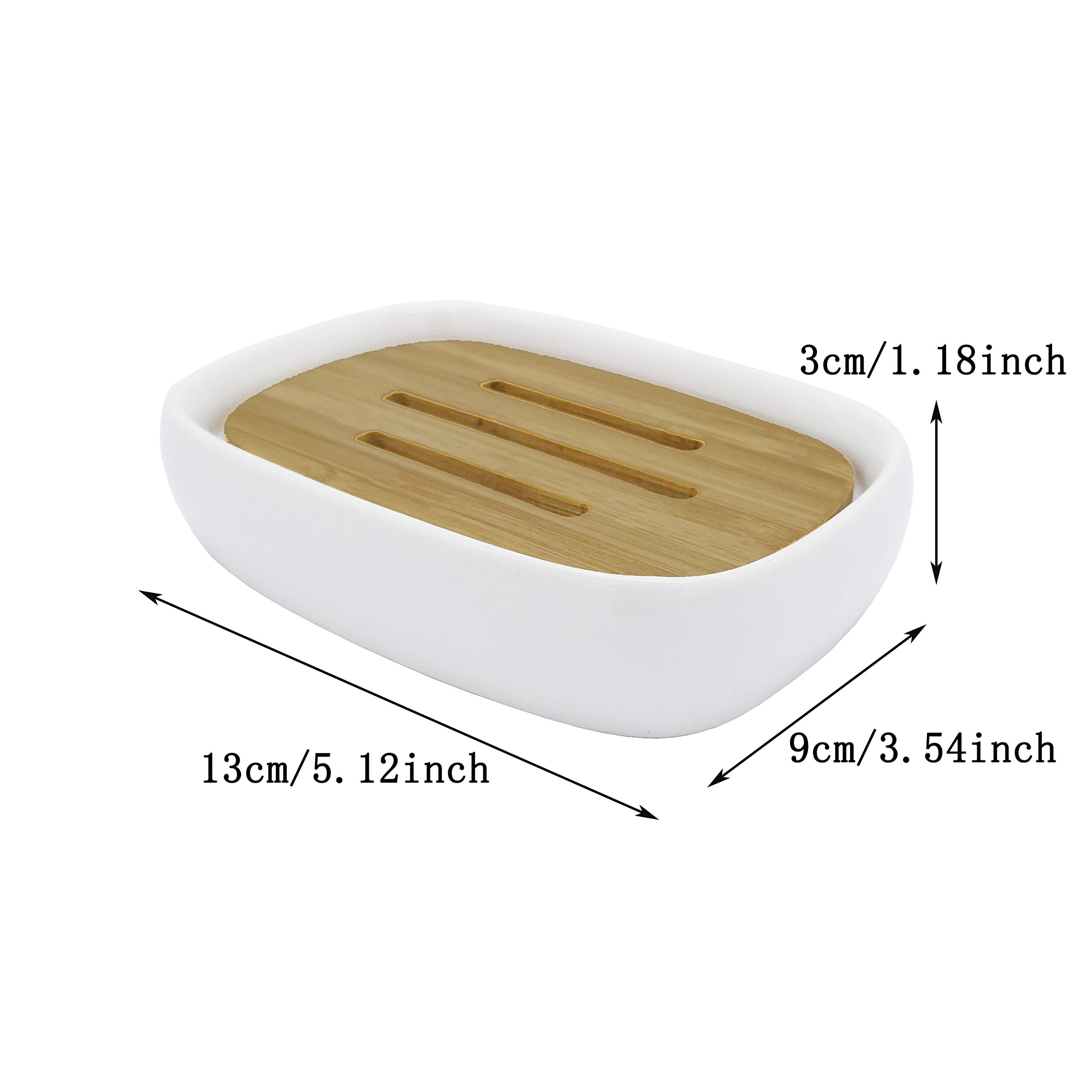 Lofekea Keramik Seifenschale Bambus Seifenhalter fr Bad und Dusche Double  Layer Draining Soap Box : Amazon.de: Kche, Haushalt & Wohnen
