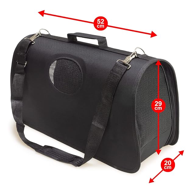 Foto 5 de 8 de ARQUIVET Bolsa Transportín Negro para Mascotas pequeñas y Medianas - L: 52 x 28 x 29 cm