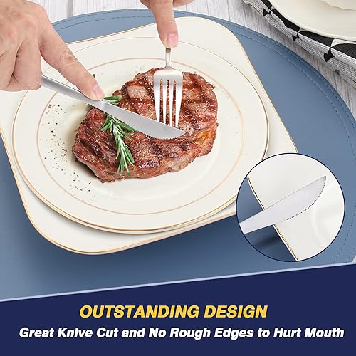 Miniatura 4 de Juego de cubiertos de 40 piezas, juego de cubiertos de acero inoxidable mate para 8 personas, juego de utensilios de cocina con acabado de manchas,