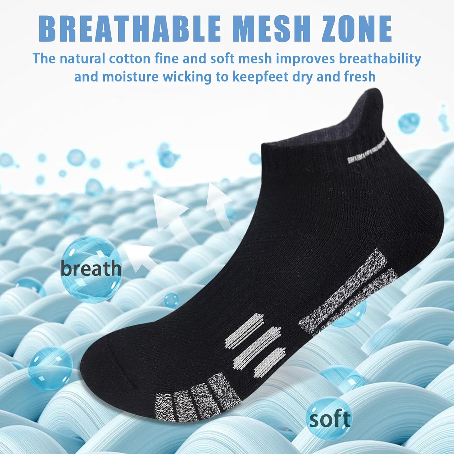 Women's Cotton Athletic Ankle Socks with Wicking Anti-Blister Arch Support Cushioned Sole for Running 5 Pairs - Image 2