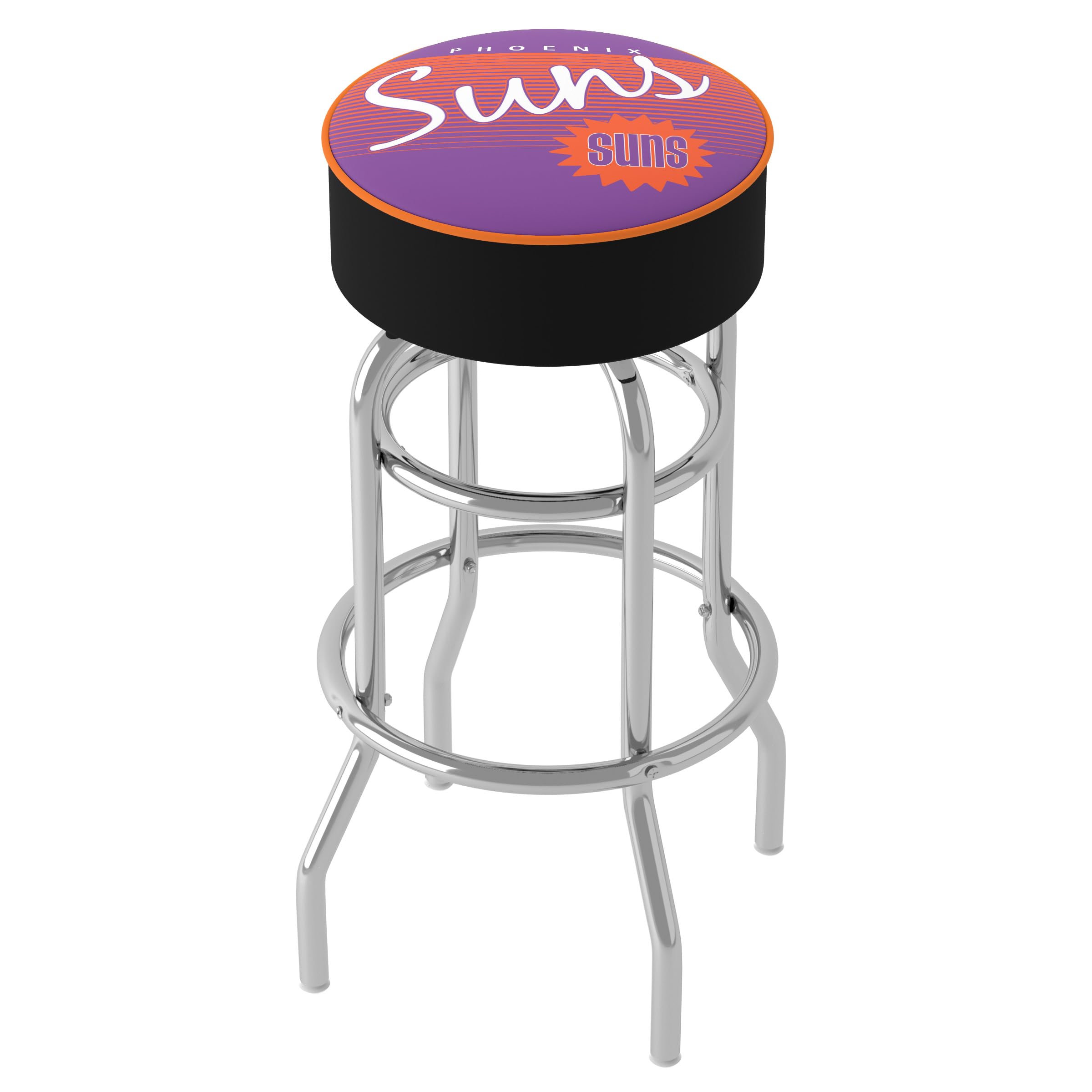 Trademark Global Bar Stool - Phoenix Suns Hardwood Classics Stool with Foam Padded Seat - Swivel Chair for Game Room, Garage, or Home Bar