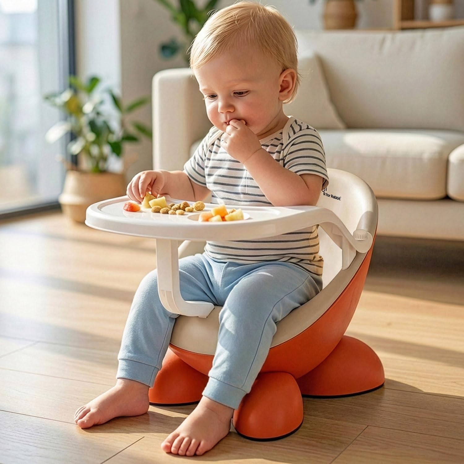 R for Rabbit Jelly Bean Fab 2 in 1 Multi-Functional Baby Study | Meal | Regular Kids Seating Chair with High Backrest for 6-36 Months Kid, Weight Capacity Upto 20Kgs (Cream Orange)-image-44