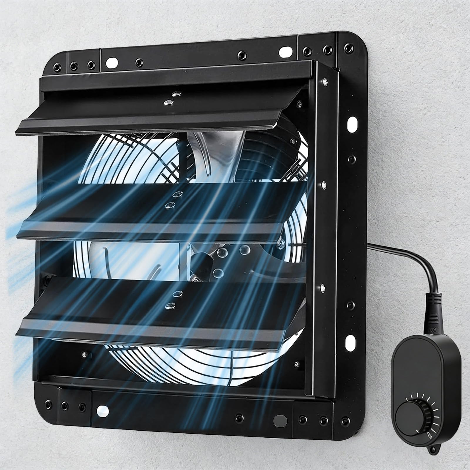 Extractor de pared de 618 ~ 3327 CFM, ventilador de ventilación de alta velocidad con termostato, obturador automático, refrigeración silenciosa para ático, sótano, cobertizo