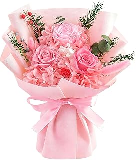 Preserved Flowers Bouquet, Flowers for Delivery,Handmade Pink Rose Bouqu...