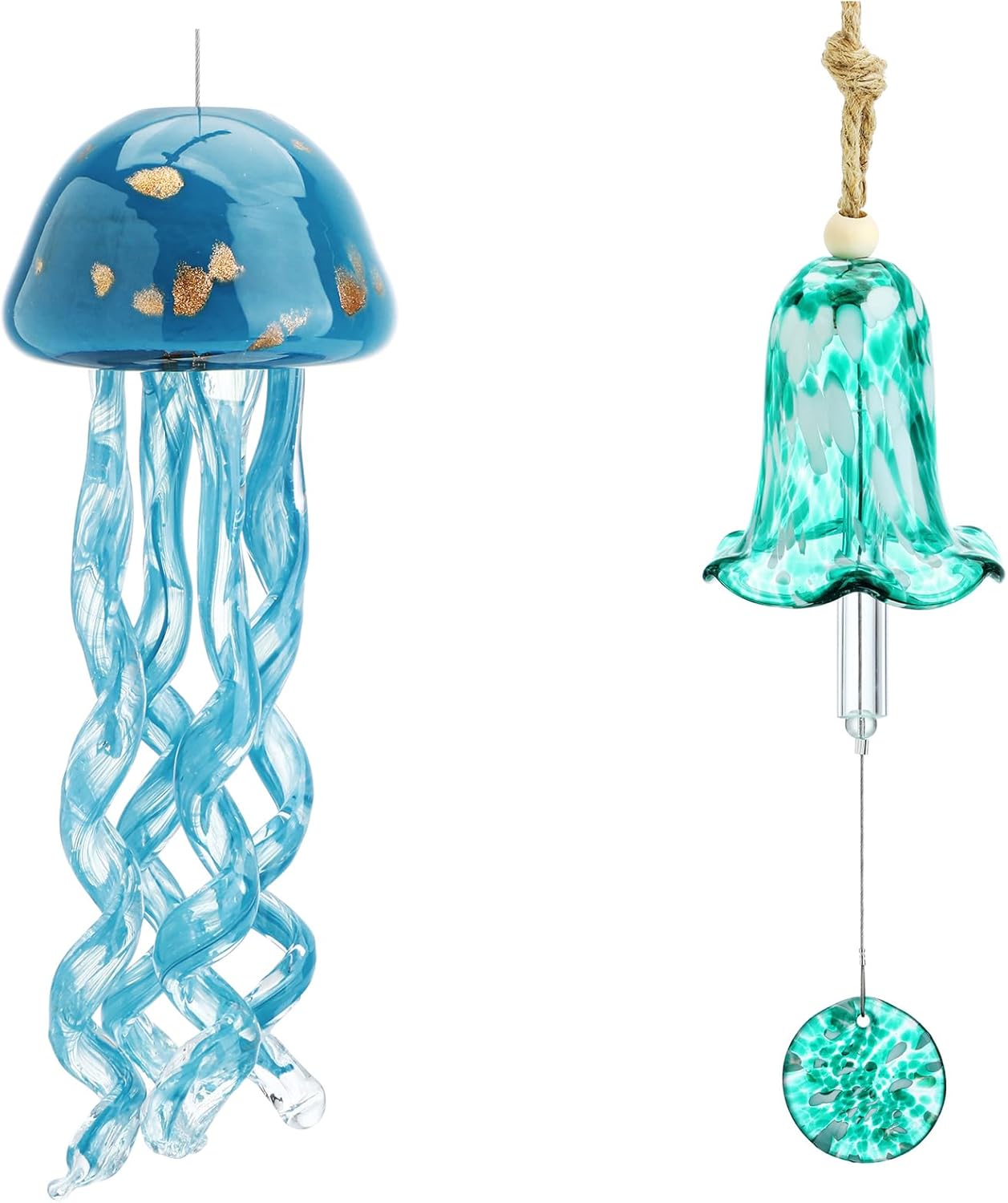 Handblown Art Glass Jellyfish Wind Chime,Memorial Wind