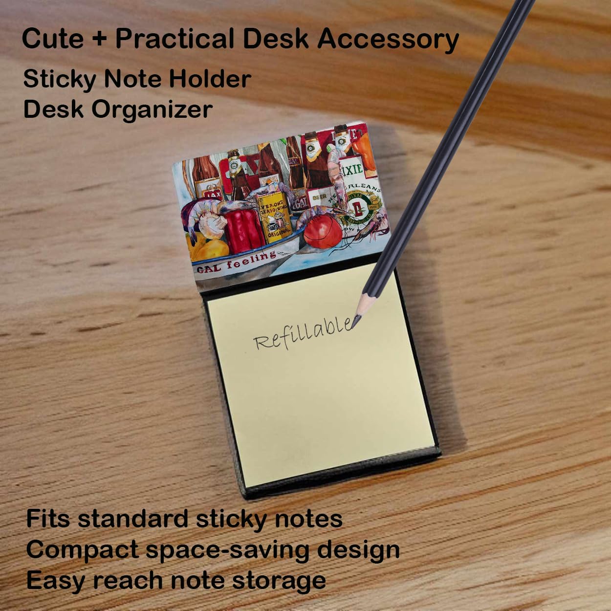 Caroline's Treasures Veron's and New Orleans Beers Refillable Sticky Note Holder or Postit Note Dispenser, 3.25 by 5.5", Multicolor