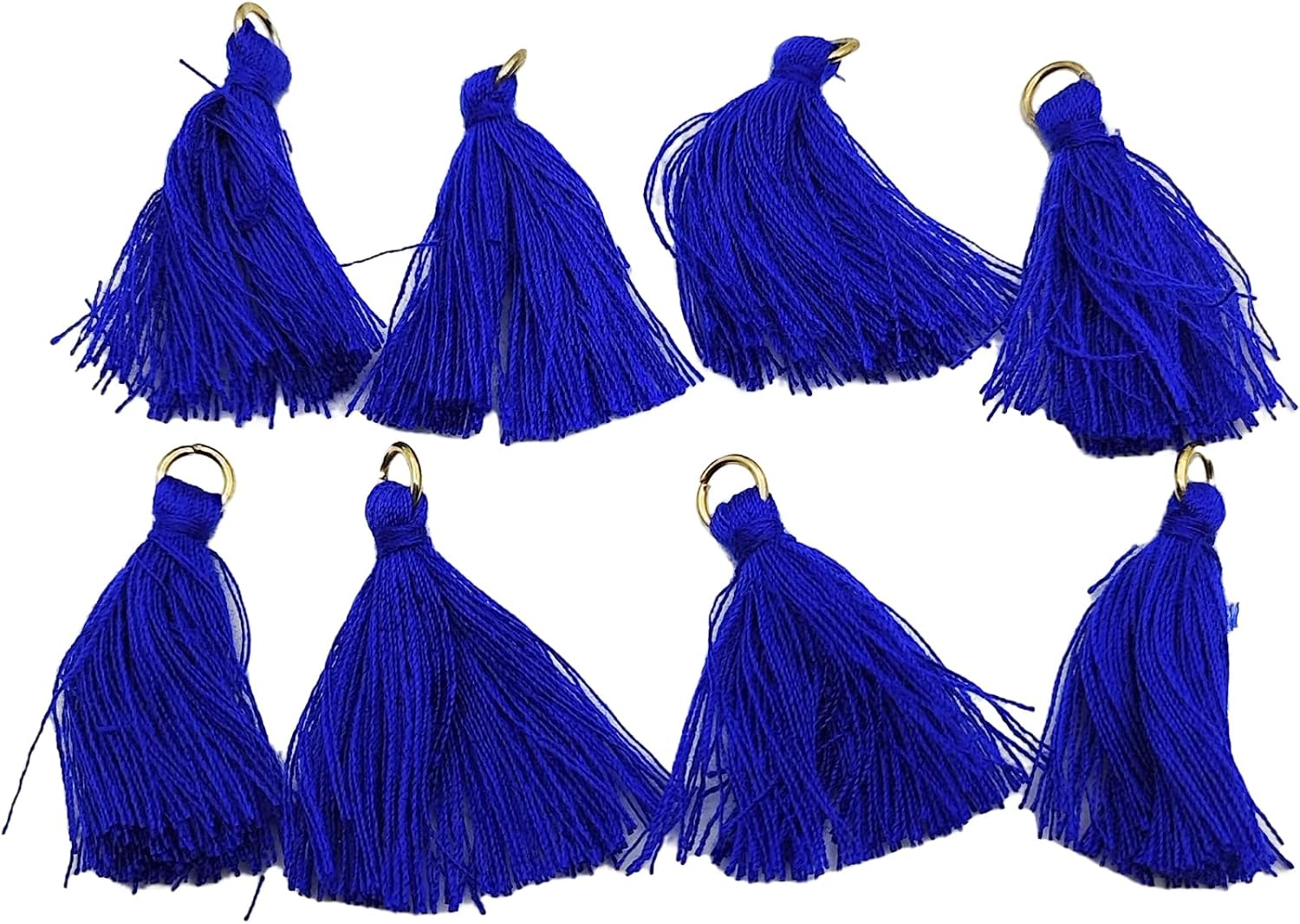 50pcs Tassel Mini Tiny Craft Tassels with Gold Jump Ring for Earring DIY Jewelry Charms Making Accessories Supplies, Royal Blue (1.18 Inch)