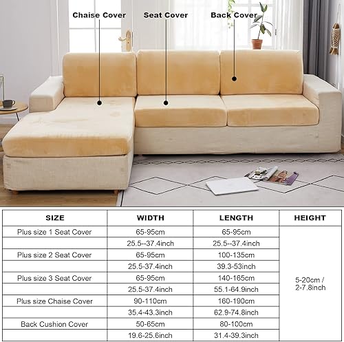 Miniatura 6 de TOPCHANCES Fundas de cojín de terciopelo para sofá, universal, resistente al desgaste, funda seccional, fundas elásticas para sofá, protector de