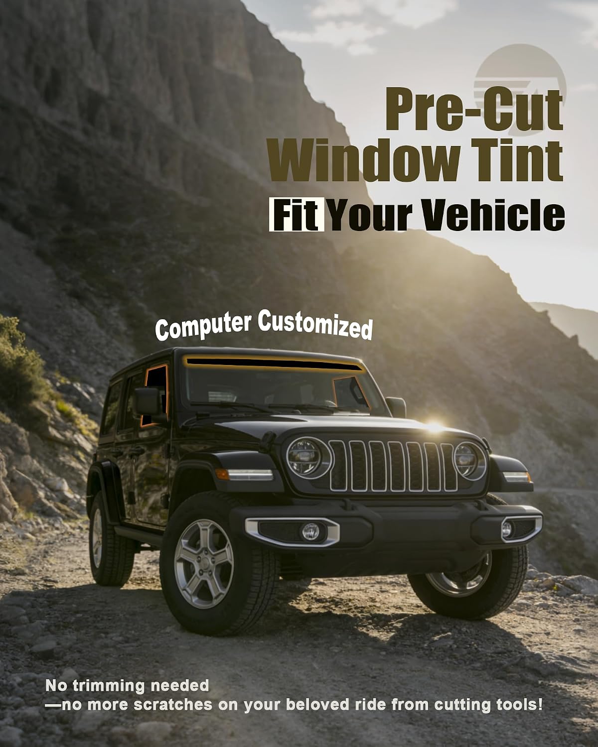 AUTOTEK Precut Window Tint Film and Strip for Jeep Wrangler 2007-2026, Anti-Glare UV Block Sunshade Privacy Protector Window Tinting Kit for Long Drives, Practical Auto Accessories