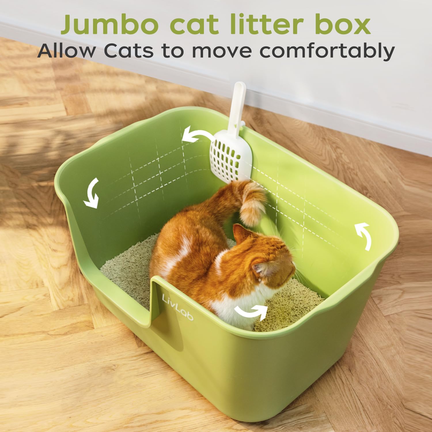 LivLab Katzentoilette Oben Offen | 62,5x42,4x32,3 Cm | Hohe Seiten, Niedriger Einstieg | BPA-frei, PP-Material | Einfach Zu Reinigen