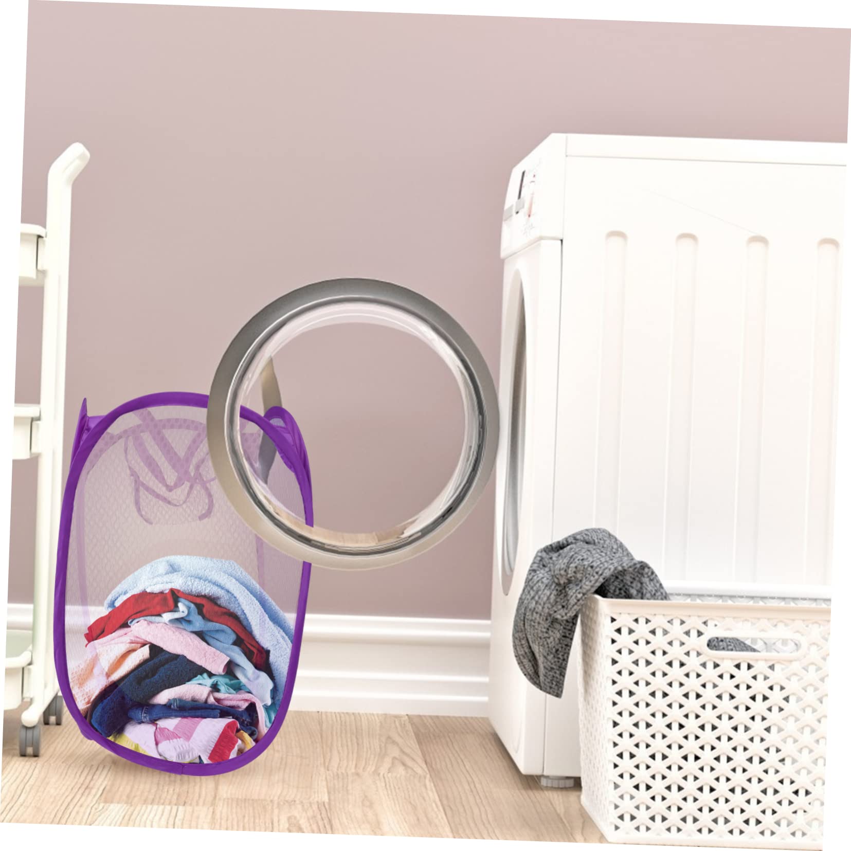 Cabilock Boys and Girls Foldable Laundry Basket Pop-up Laundry Hamper for Dorm Side Pocket Purple