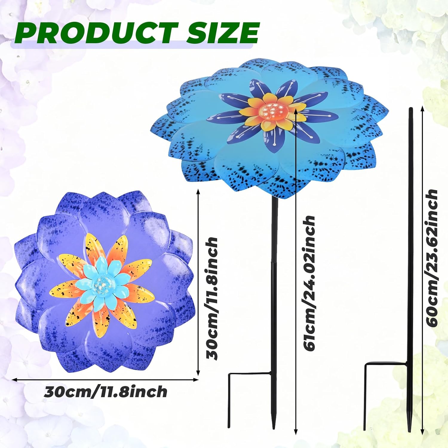2 Pack Metal Plant Umbrella for Outdoor Small Plants, 12 in Garden Shade Disk for Small Potted, Outdoor Sun Shade Cover for Patio Flowers, Defend Plants from Blazing Sun and Rain (Purple + Blue)