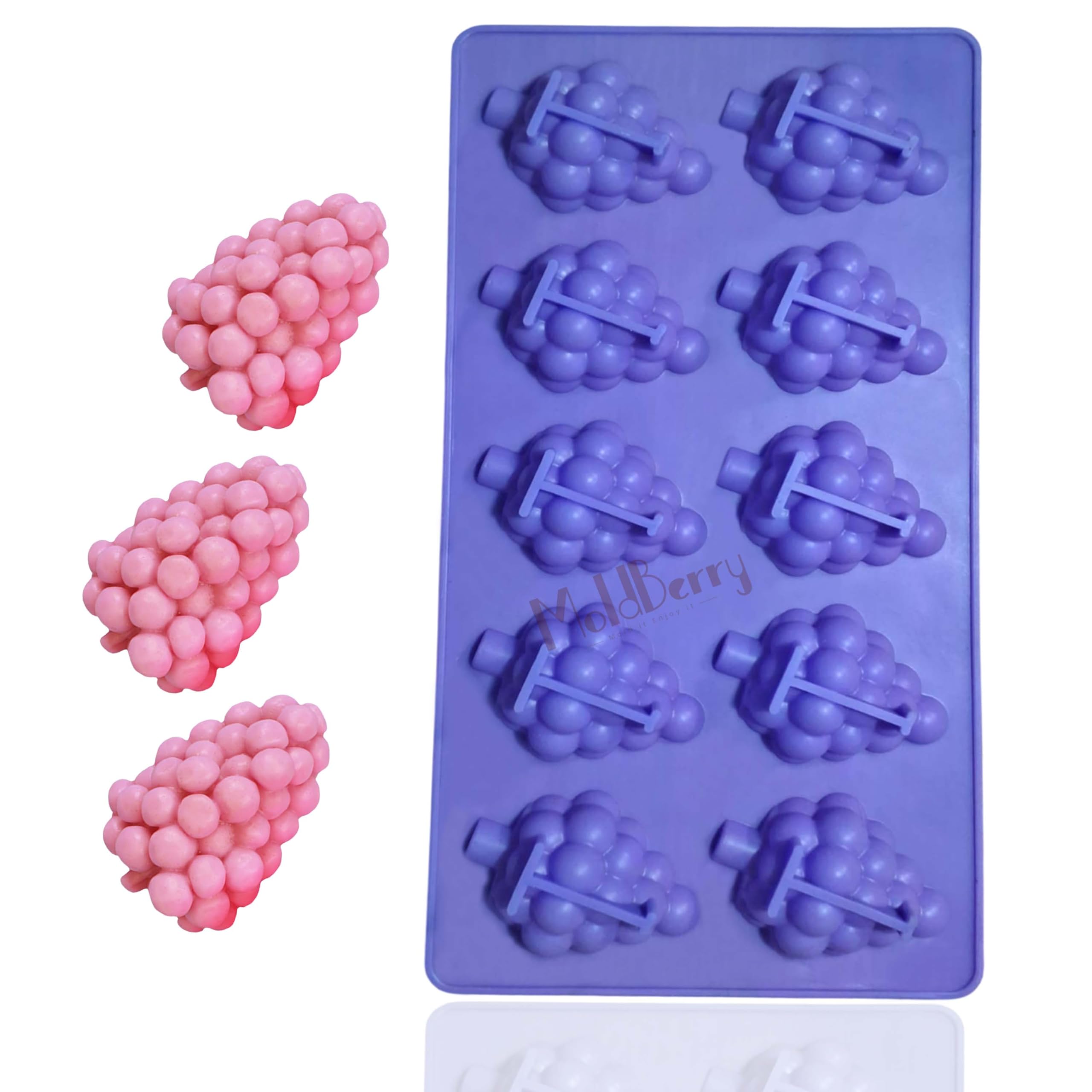 MoldBerry Silicone Grape Popsicle Mold | 10 Cavity Ice Cream & Kulfi Mould | BPA Free Flexible Silicone Candy, Chocolate & Jelly Mold | Easy Release Homemade Ice Lolly Maker for Kids & Family | Pack 1-image-9