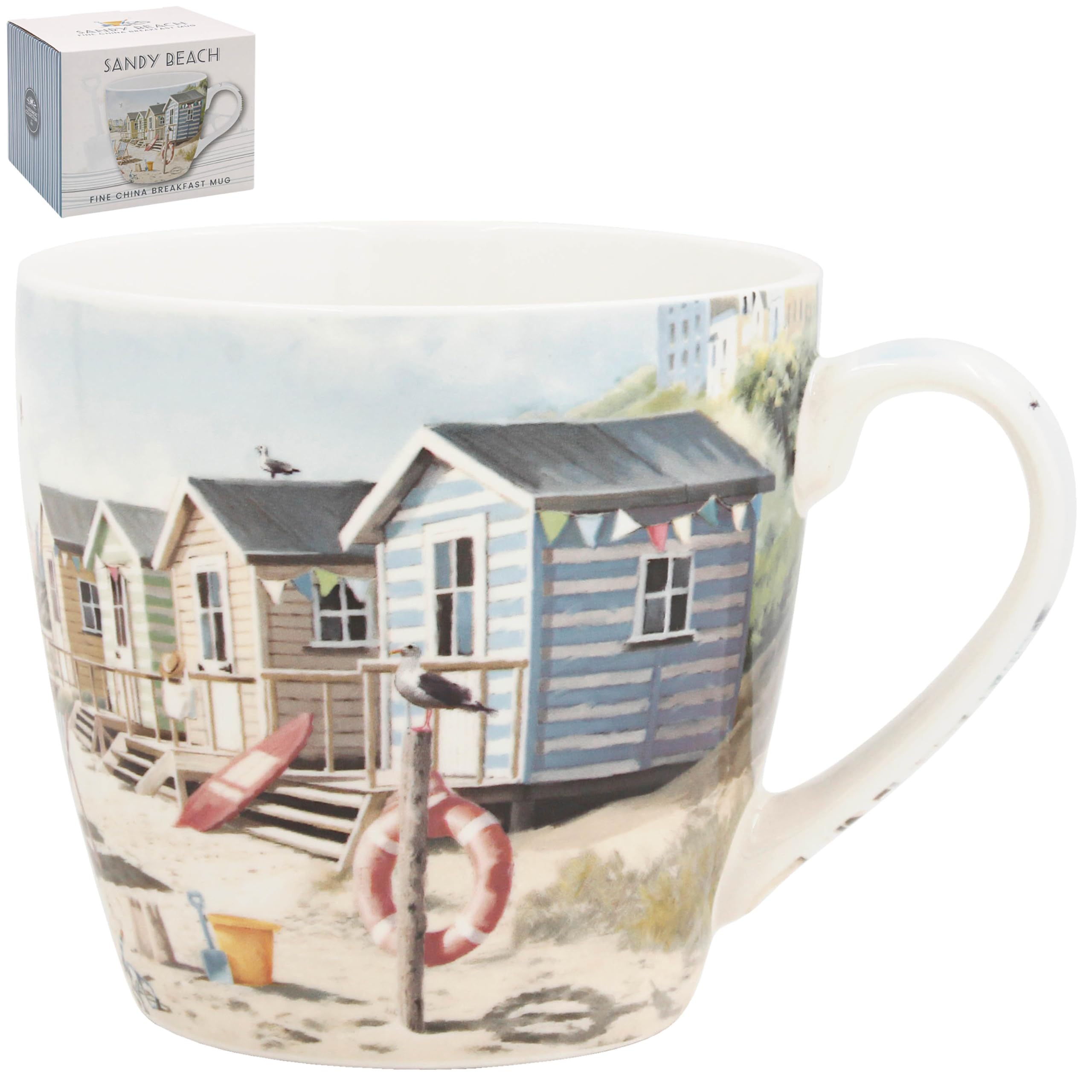 The Leonardo Collection Macneil Sandy Beach Fine China Sandy Beach Breakfast Mug 480ml for Hot & Cold Drinks | Durable Coffee Cups for Home & Office | Easy-to-Hold Coffee Mugs for Daily Use