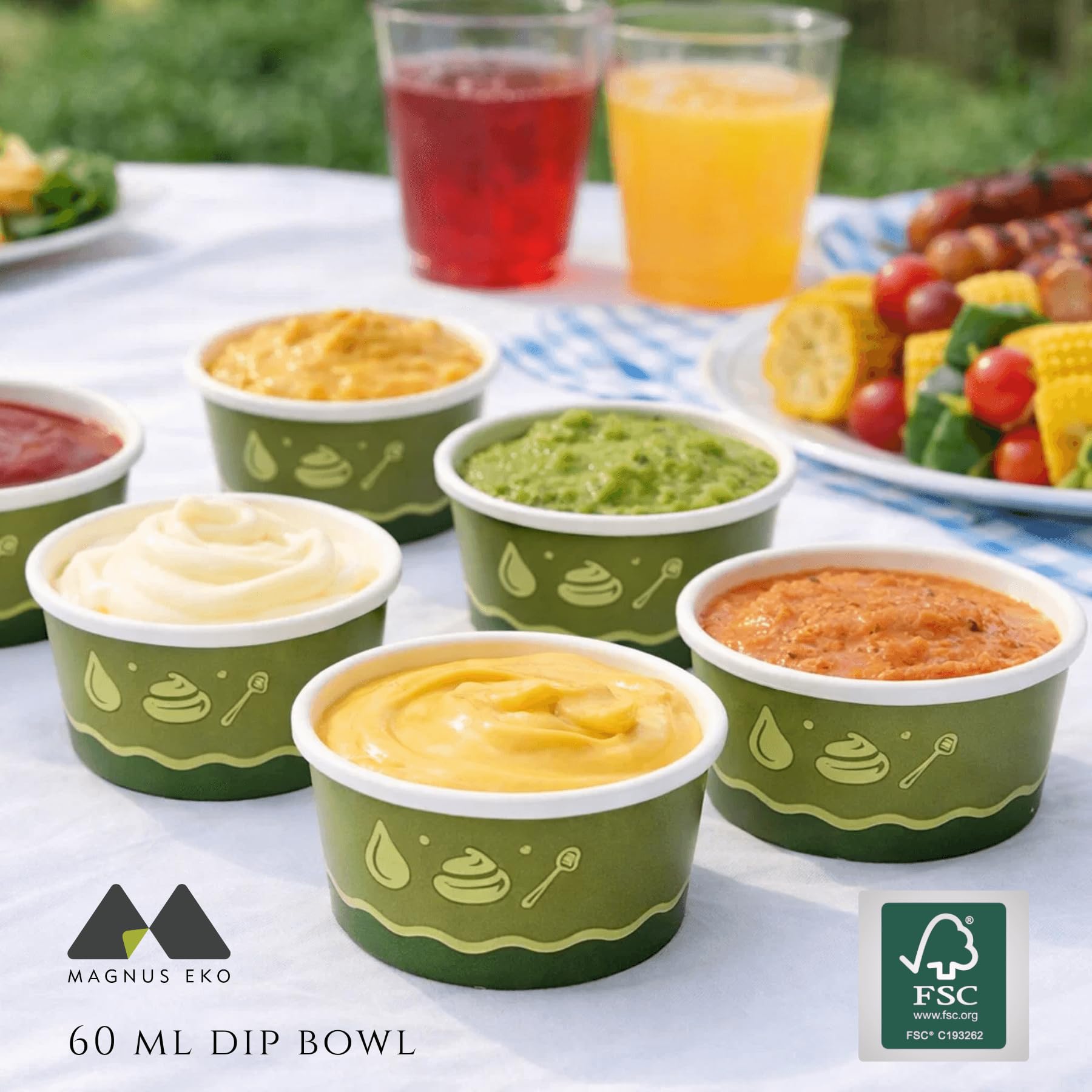 Magnus - Mini cuencos redondos de 2.5 pulgadas (200 piezas), cuencos desechables de 1 onza para fiestas, cuencos compostables de hoja de palma, ecológicos, como bambú, para salsas, salsa de soja,