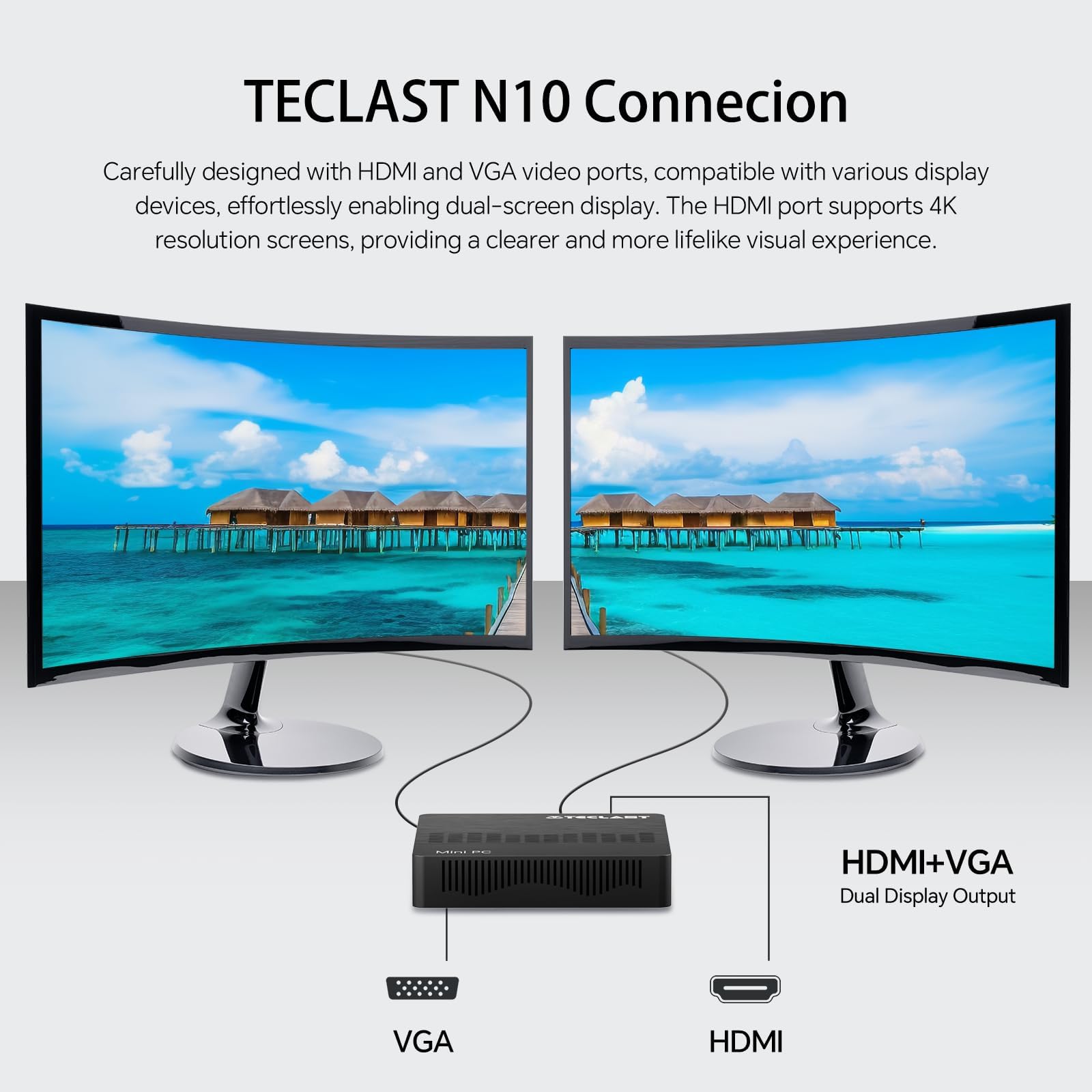 TECLAST Mini PC N10, 6GB DDR4 128GB Piccolo PC Intel N4000(fino a 2.6GHz), 4K Dual Display UHD, Supporto M.2 SATA SSD, WiFi 5/BT 5.0, USB3.2x3, HDMI, RJ45, Mini Portatile Computer PC Fisso Per Ufficio