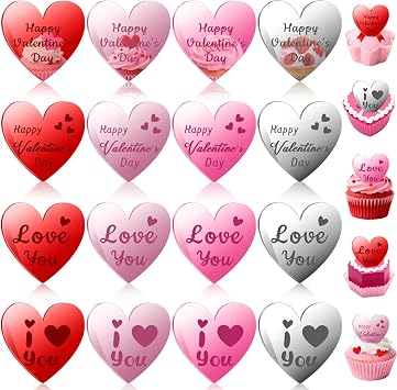 48 Pcs Valentines Cake Decorations Valentines Day Cupcake Toppers
