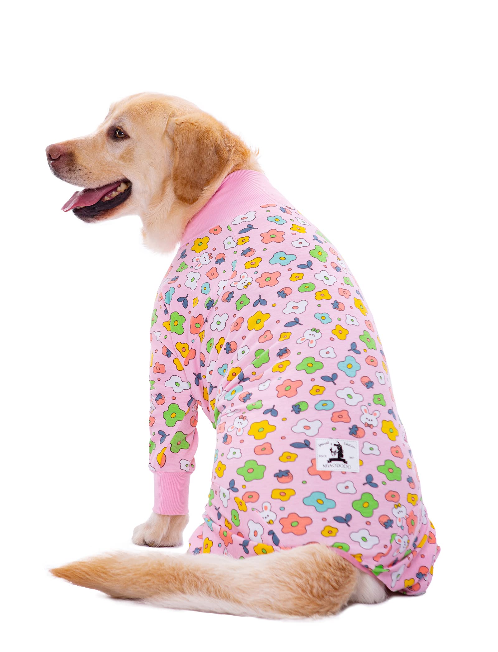 Large Dog Clothes, Elastic Pet Onesie Clothes Protect Joints Anti-hair Anti Licking, Wound Protection Pet Pajamas PJS Dog Jumpsuit For Medium Large Dogs(5XL,Pink Flowers) — view 6