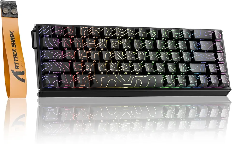 ATTACK SHARK X68MAX HE Teclado gamer de alumínio com fio de gatilho rápido,precisão de 0,005 mm,interruptor magnético de efeito Hall,taxa de pesquisa de 8000 Hz,latência de 0,08 ms,RGB(Contorno Preto)