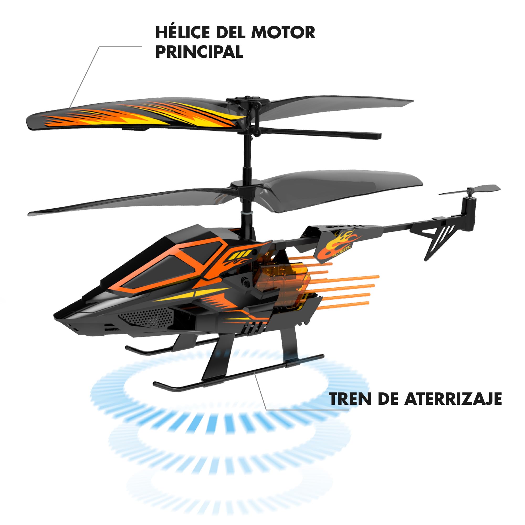 Bizak FLYBOTIC Hover Blast, elicottero radiocomandato con telecomando radiocomandato e 16 razzi di tiro per colpire un bersaglio, per bambini e adulti, (62004567)