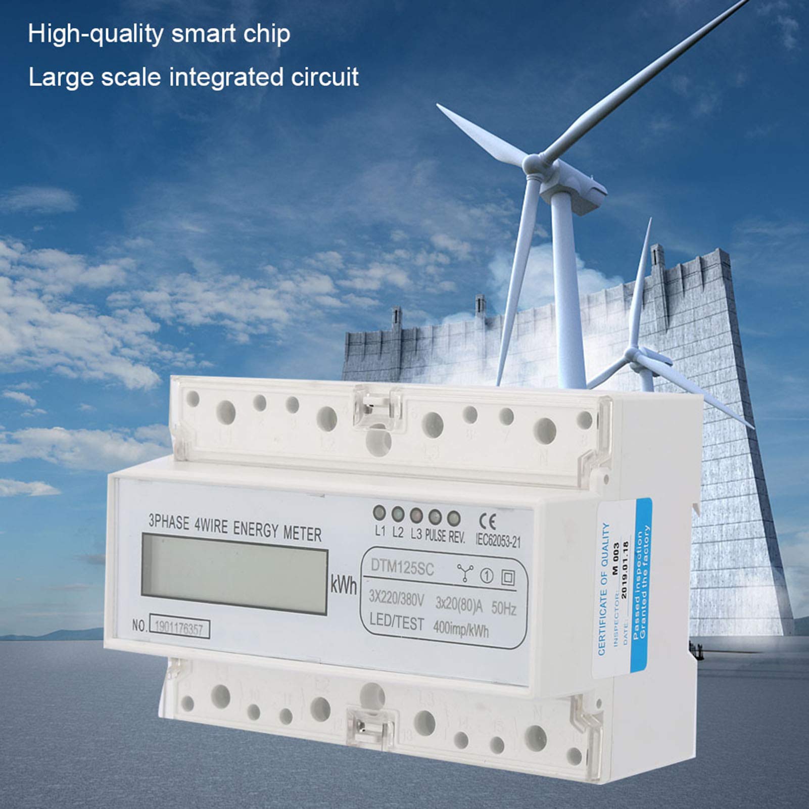220/380V 20-80A Medidor de energía eléctrica digital de consumo de energía Medidor de 3 fases KWh con LCD DTM125SC