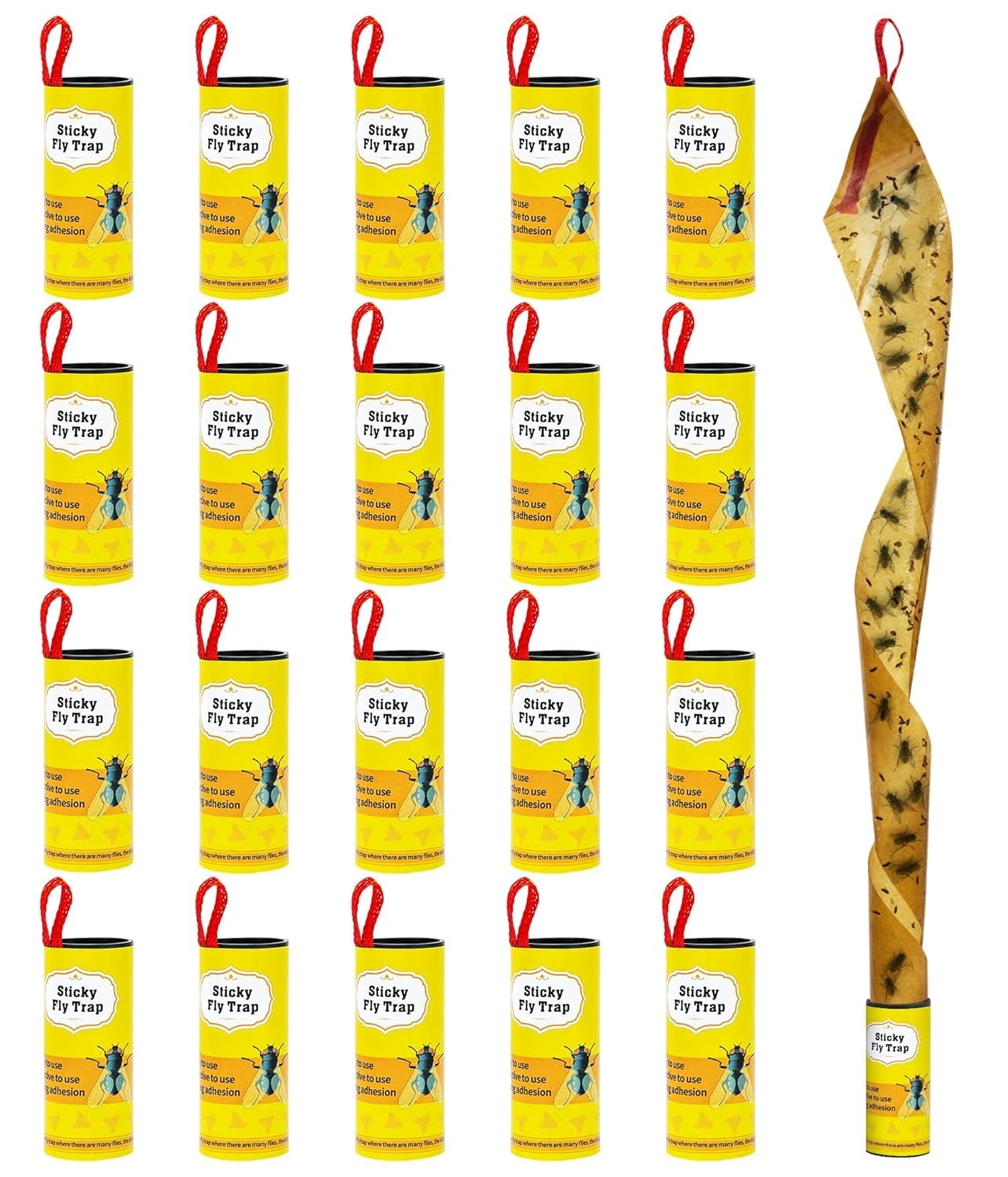 MISHI Fly Sticky Trap Ribbon Tape Pack of 4 Super Sticky Hanging Fly Paper Strips for Mosquito Fruit Fly Insect Bug Catcher Non Toxic Disposable Indoor Outdoor Home Use (4, Pack of 1)-picture-53