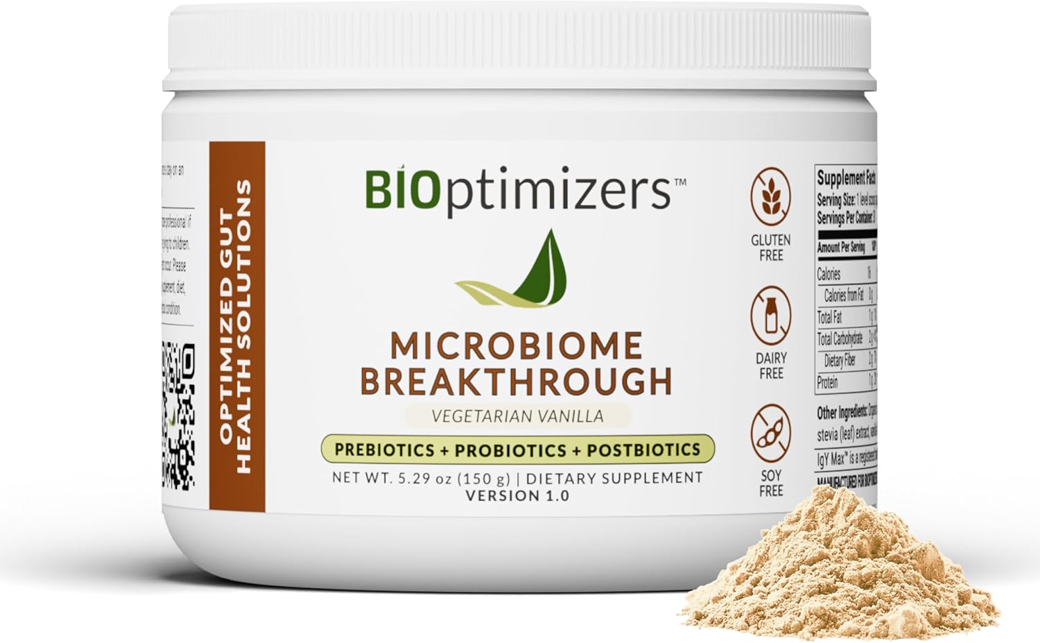 Microbiome Breakthrough™ Gut Support Powder – Vegetarian Vanilla – With Probiotics, Prebiotics, and IgY Max® – Source of L-Glutamine – Supports Digestive Comfort, Gas & Bloating Relief 30 Servings