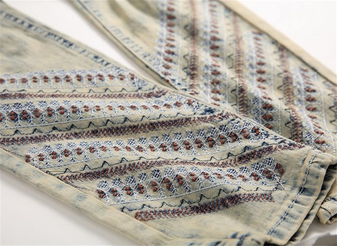 パンツ DIANTE EMBROIDERY DAMAGE DENIM Mens Distressed Destroyed Patch Jeans Ripped Embroidery