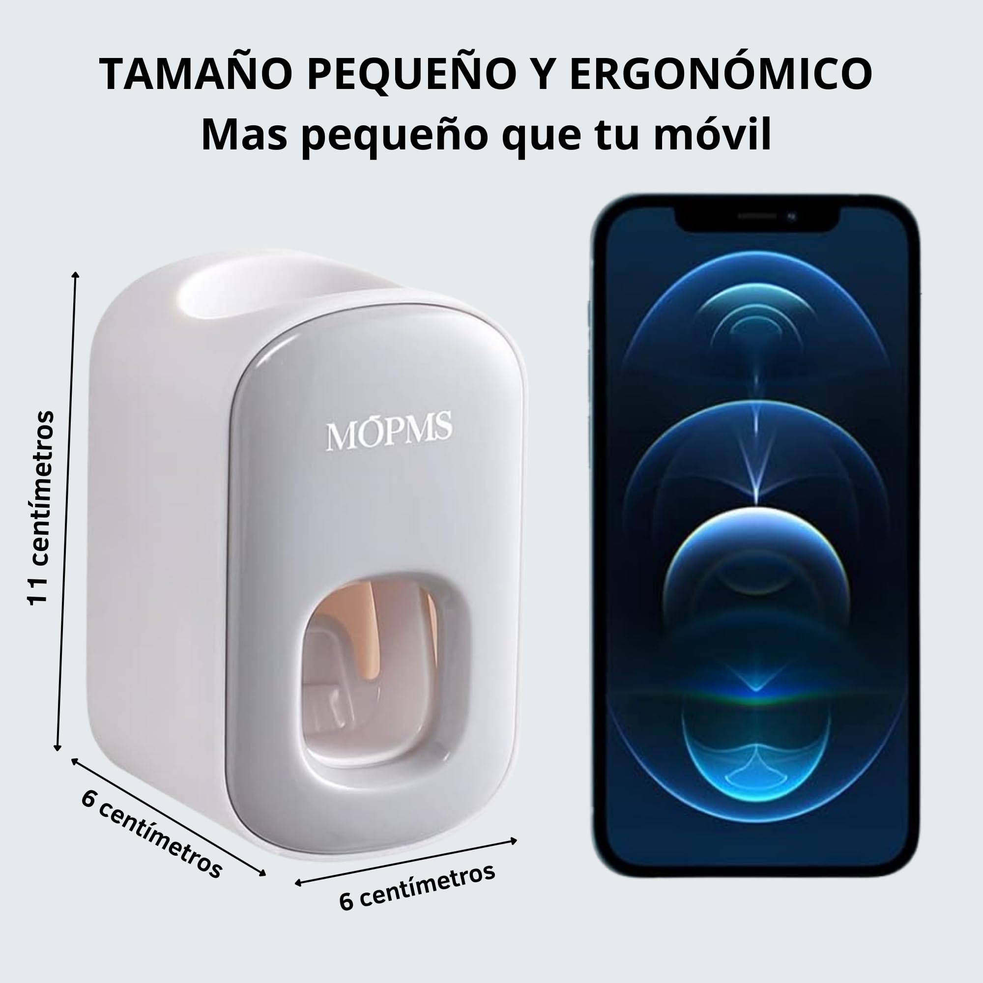 smartia - Dispensador de Pasta de Dientes de Diseño Moderno, Adhesivo fácil de poner en la pared, Exprimidor Pasta de dientes, Apto en todas las superficies, Resistente a agua y humedad (Blanco)