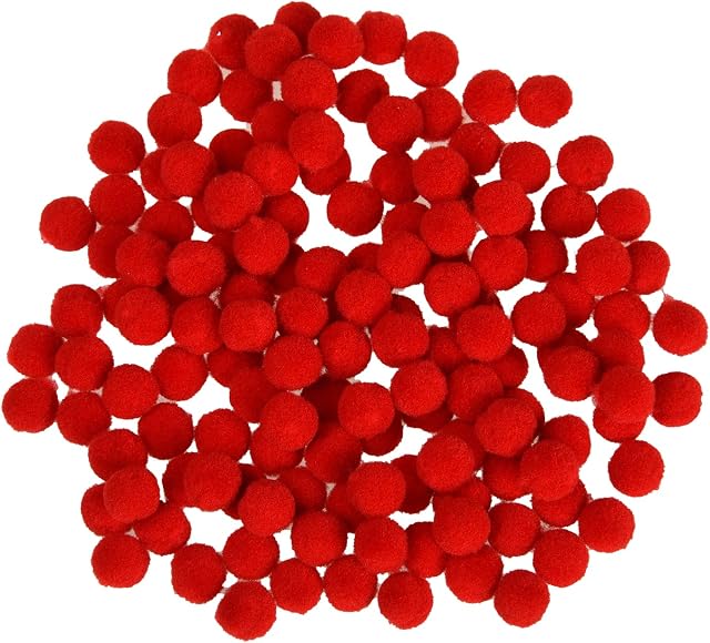 Lezevn Jomnvo 300 Pieces Red Christmas Pom Poms Fluffy Pompoms Felt Balls Small Craft Pompoms for DIY Christmas Decoration (Red)