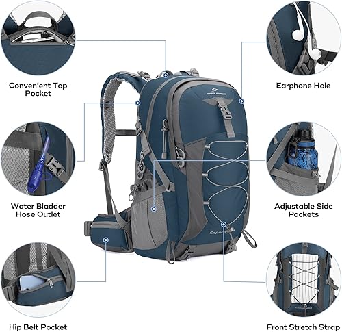 Miniatura 3 de Maelstrom Mochila de senderismo, mochila de camping, mochila de senderismo impermeable de 50 litros con cubierta para lluvia, mochila de viaje