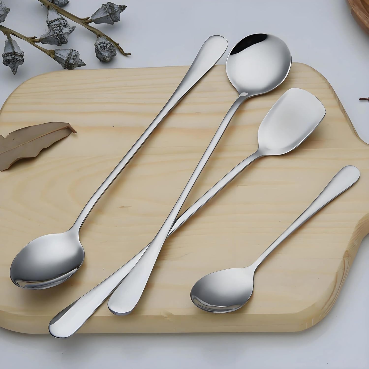 COMIART 1010 Series 4-Piece Stainless Steel Long Handle Ice Scoop & Coffee Spoon Set - Kitchen Utensils