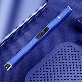 SUPRUS Electric Lighter Arc Windproof Flameless USB Rechargeable Lighter with Safety Lock for Candle BBQ Camping (Dark Blue)