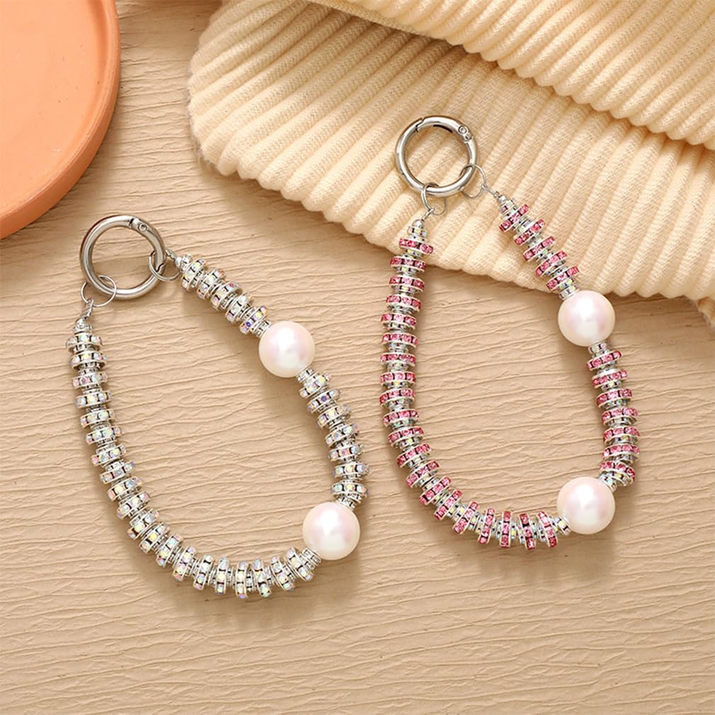 Kinretixia Korte Telefoonketting Met Parels – Glitter En Parel Polsband Voor Mobiel, Stijlvol En Praktisch