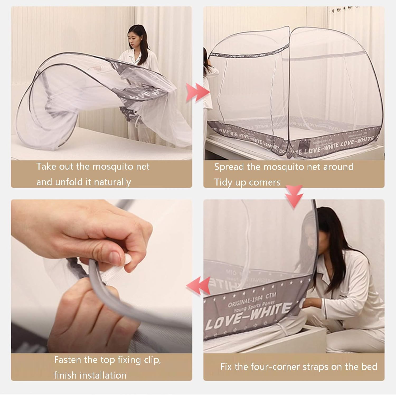 Simple Grid Pattern Mosquito Net Single Bed Mosquito Net 1.2m-2m Room Yurt Mosquito Net Foldable Bed Net Tent -sanmen,Blue-1.8 * 2.0m