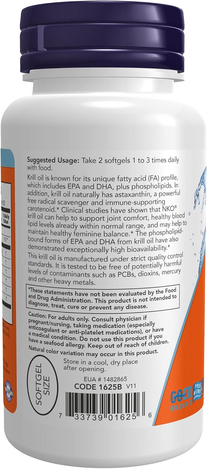 NOW Supplements, Neptune Krill Oil 500 mg, Phospholipid-Bound Omega-3, Cardiovascular Support*