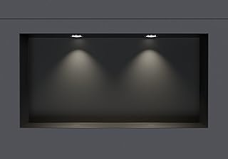 Bernstein® Wandnische aus Edelstahl NT206010X randlos mit LED-Beleuchtung– 20 x 60 x 10 cm – Duschablage für Bad-Utensilien - befliesbare Duschnische in Schwarz LED-Einbaurahmen in Chrom