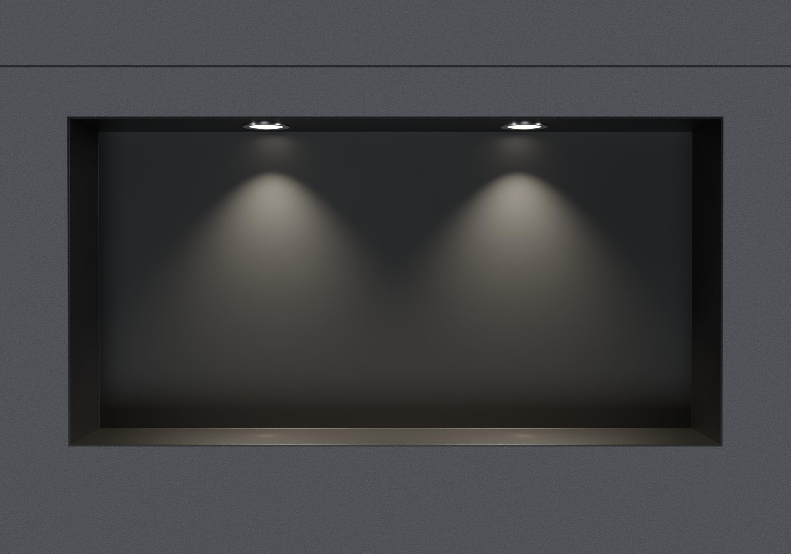 Bernstein Nicchia da parete in acciaio inox NT206010X senza bordo con faretti LED - 20 x 60 x 10 cm (A x L x P) - colore selezionabile, Colore:nero, LED-Spot:2x Spot Einbaurahmen Chrom