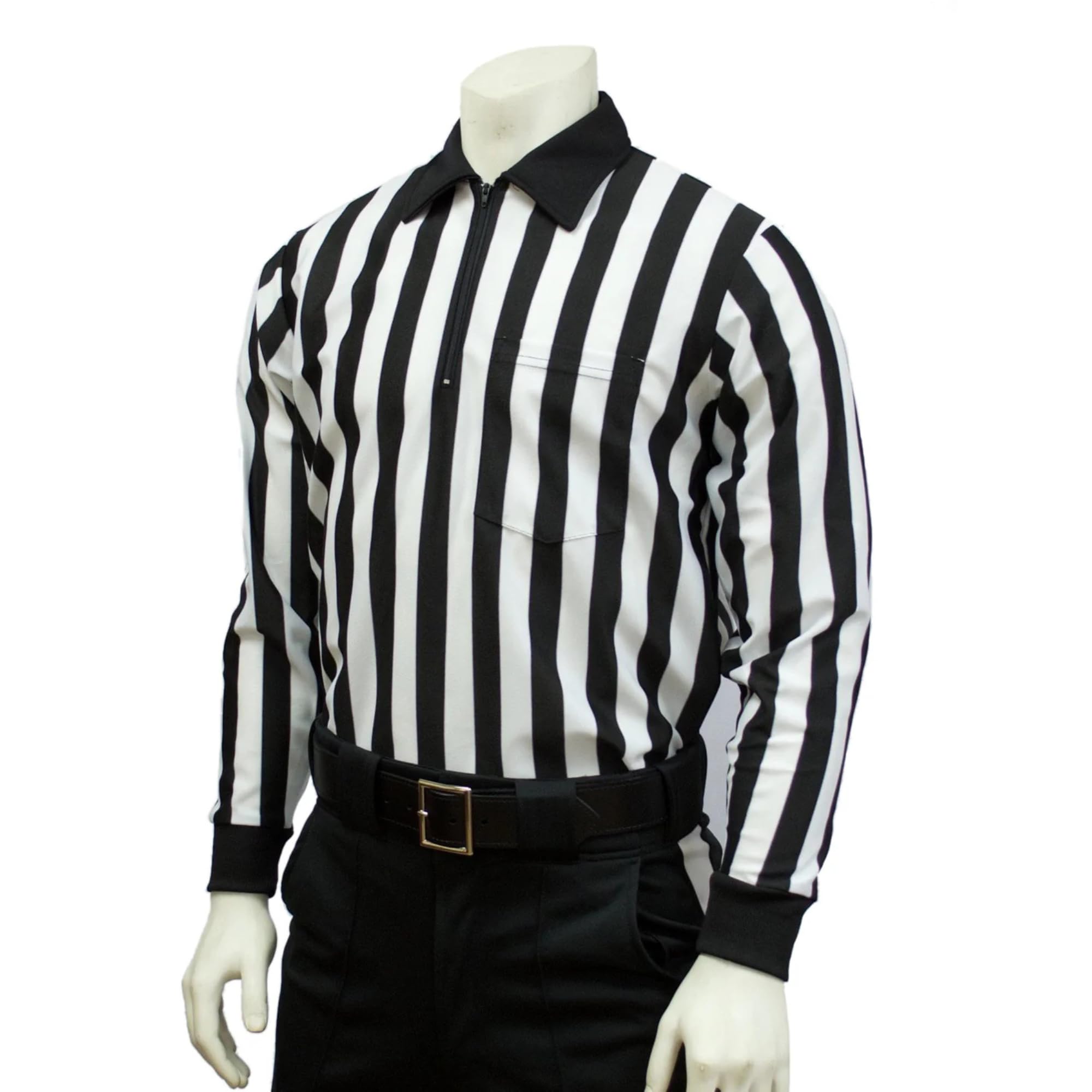 Smitty | FBS-102 | 100% Warp Knit Polyester Long Sleeve Shirt 1" Stripe Football Referee Lacrosse Official NFHS