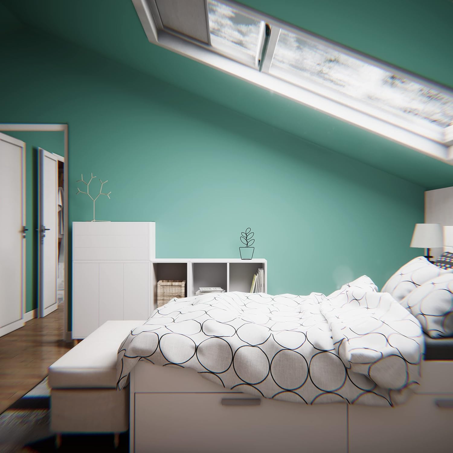 Microblend Interior Paint and Primer - Turquoise/Taffeta Shine, Satin Sheen, Sample, Microblend Tropical Collection