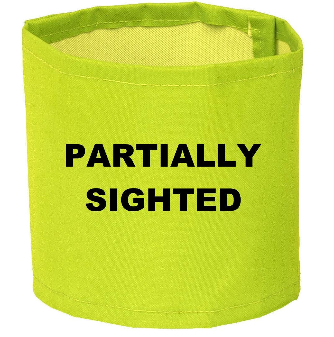 Printed PARTIALLY SIGHTED Armband 18" x 4" 6 x Colours Available (Yellow)