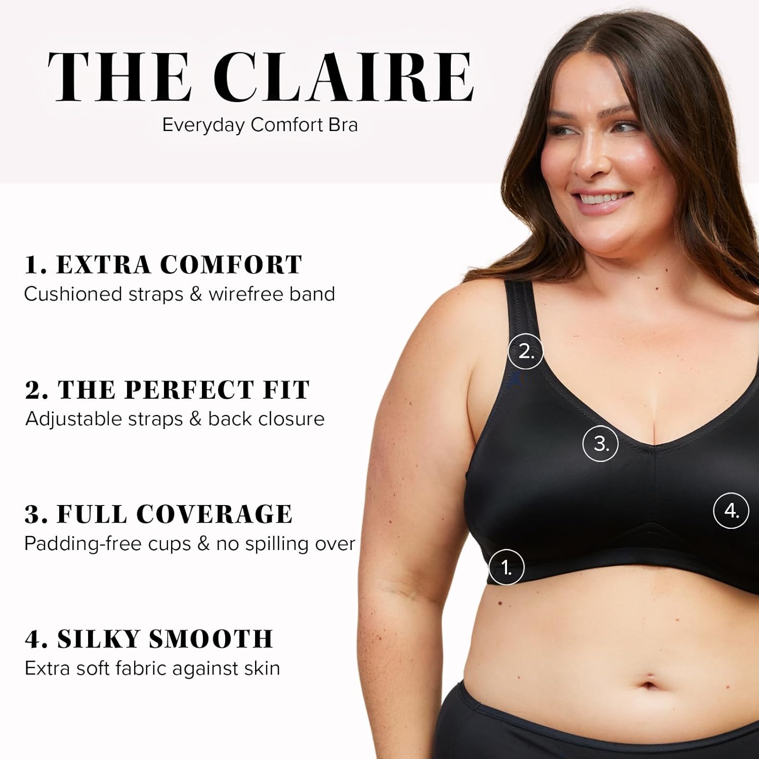 Leading Lady, The Claire, Everyday Comfort Bra, Big Band, Breathable, Adjustable, Wire Free Band, Full Coverage Bra for Women - Image 2