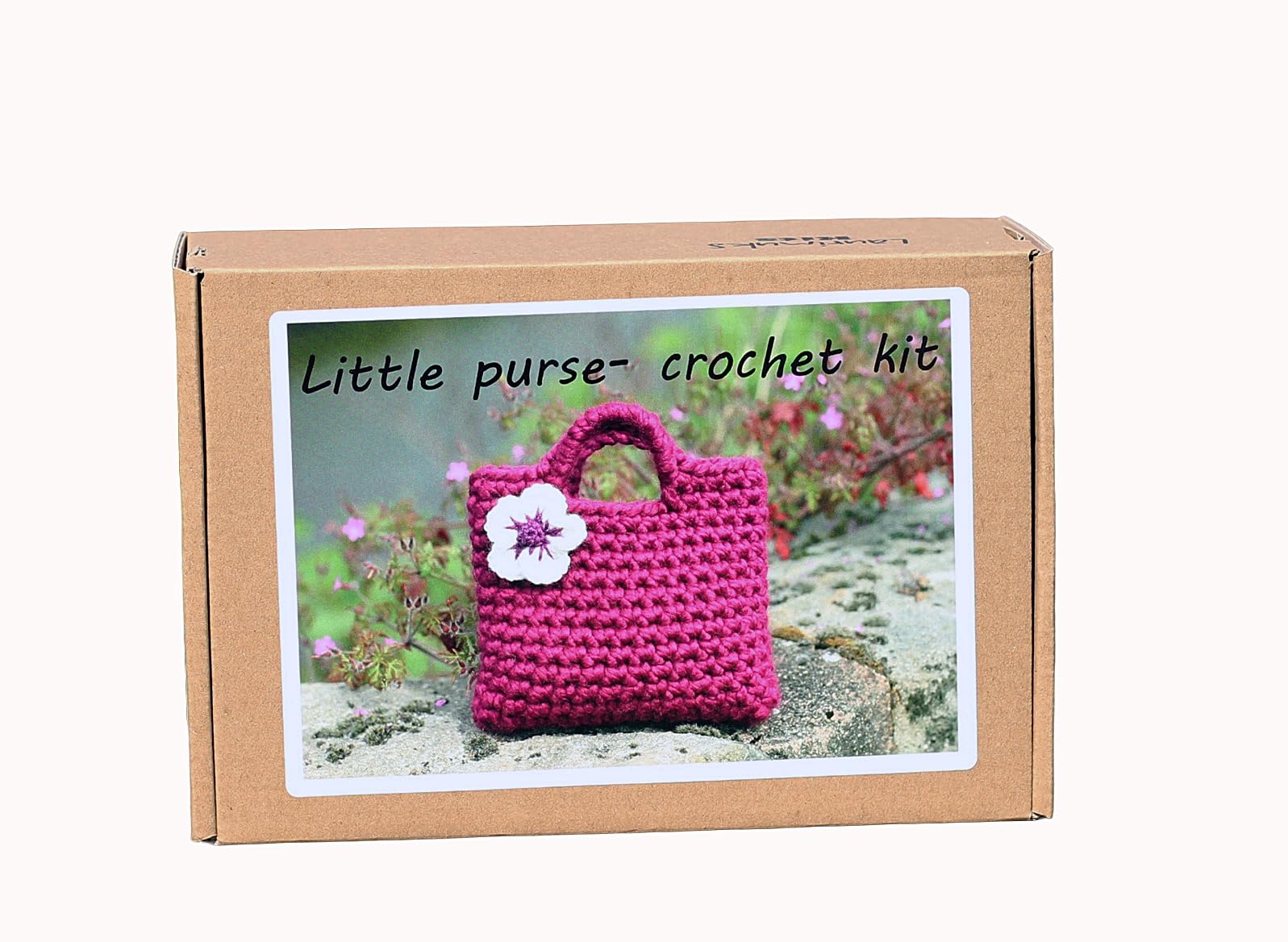 Crochet kit for beginners, handmade starter crochet little flower bag in magenta, learn to crochet kits for adults and kids, all materials included step by step instructions, gifts for makers